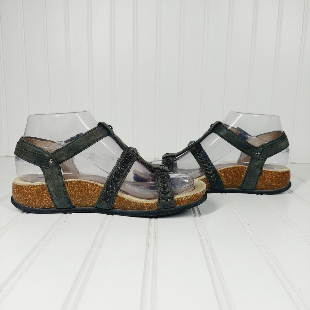 ABEO Gray Leather Woven Studded Comfort Sport Sandal H129 - Picture 7 of 13